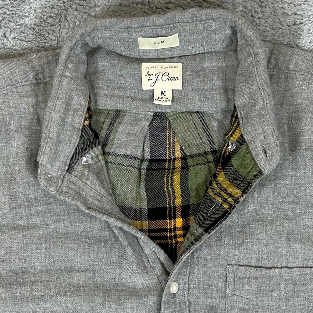 J. Crew Every Stitch Considered Slim Fit Grey Button Down Shirt Mens Medium